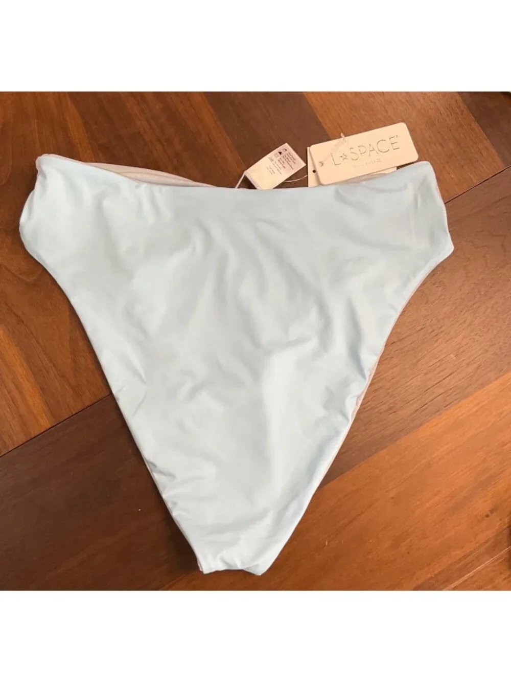 L*Space Shimmer Nancy Lee Bikini Bottoms in Sky Blue XLarge New Womens Swimsuit